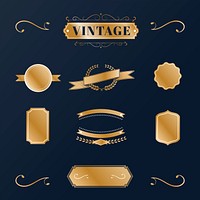 Vintage gold badge template vector collection