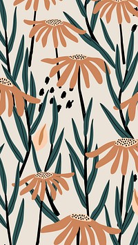 Flower mobile wallpaper, retro pattern summer background