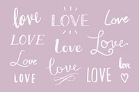 Love typography collection on a white background vector