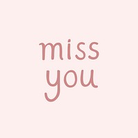 Miss you typography psd doodle design element