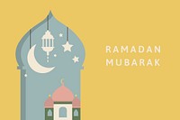 Yellow Eid background vector with Ramadan Mubarak text