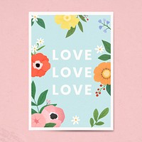 Love floral card design vector