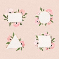 Pink floral frame collection vector