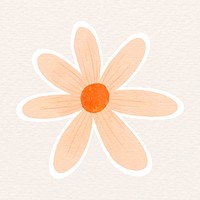 Pale orange flower sticker vector