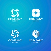 Blue company slogan collection vector