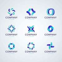 Blue company slogan collection vector