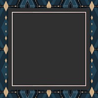 Seamless navy blue geometric patterned frame vector
