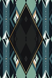 Dark green seamless geometric patterned frame vector