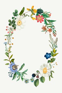 Vector floral wreath frame hand drawn botanical