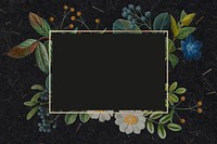 Gold frame floral border psd vintage illustration