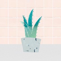 Watercolor succulent potted plant