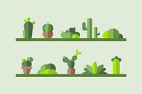 Green botany cactus collection vector