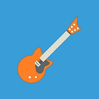 Orange electric guitar element on blue background vector