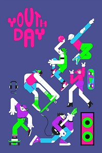 Youth day celebration  purple background template vector