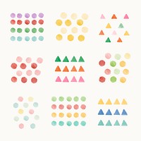 Colorful geometric watercolor background vector set