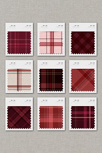 Plaid pattern fabric sample swatch design element vector set