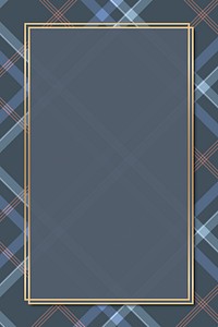 Navy blue tartan patterned frame vector template