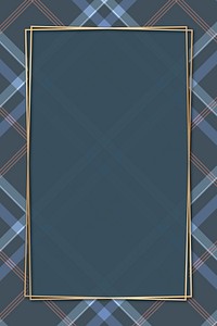 Blue tartan patterned frame vector template