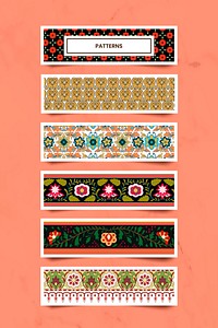 Indian seamless pattern banners vector set