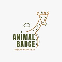 Cute giraffe badge element vector