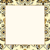 Folk art patterned frame template vector