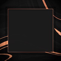 Square bronze frame on black fluid patterned background vector