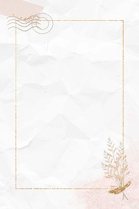 Gold frame on crumpled paper textured background vector