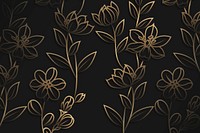 Gold floral pattern on black background vector