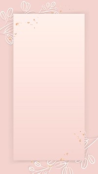 Rectangle frame on floral pattern pink mobile phone wallpaper vector