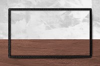 Black leather frame on gray concrete textured mobile screen template vector