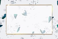 Gold frame on Terrazzo pattern background vector