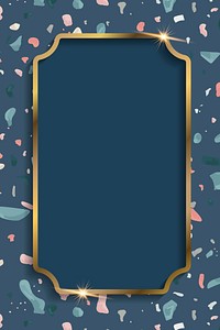 Gold frame on Terrazzo pattern background vector