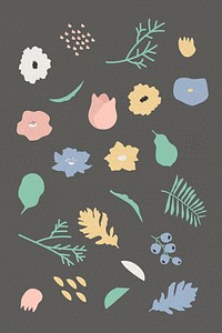 Botanical pattern on gray background vector