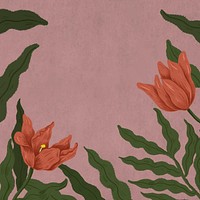 Red tulips frame in pink background illustration