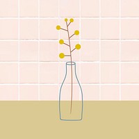 Yellow doodle flowers in a glass vase vector