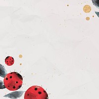 Ladybug and leaves watercolor background vector