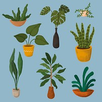 Indoor plants sticker collection