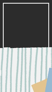 White frame on hand-drawn stripes patterned black mobile phone wallpaper vector