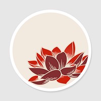 Japanese lotus flower sticker with white border vector