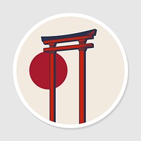 Japanese torii gate sticker with white border vector