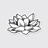 Japanese lotus flower sticker with white border vector