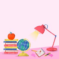 Pink back to school study table vector