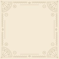 Ethnic geometrical patterned blank beige frame vector