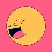 Round yellow happy emoticon isolated on pink background vector