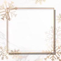 Gold frame on snowflake patterned background vector