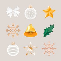 Christmas decorative ornament set vector