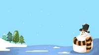 Cute snowman pattern on blue background vector