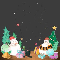 Snowman on Christmas night background vector