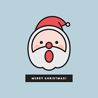 Santa with open mouth emoticon and Merry Christmas sign isolated on blue background vector