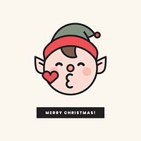 Merry Christmas elf emoticon and Merry Christmas sign isolated on beige background vector